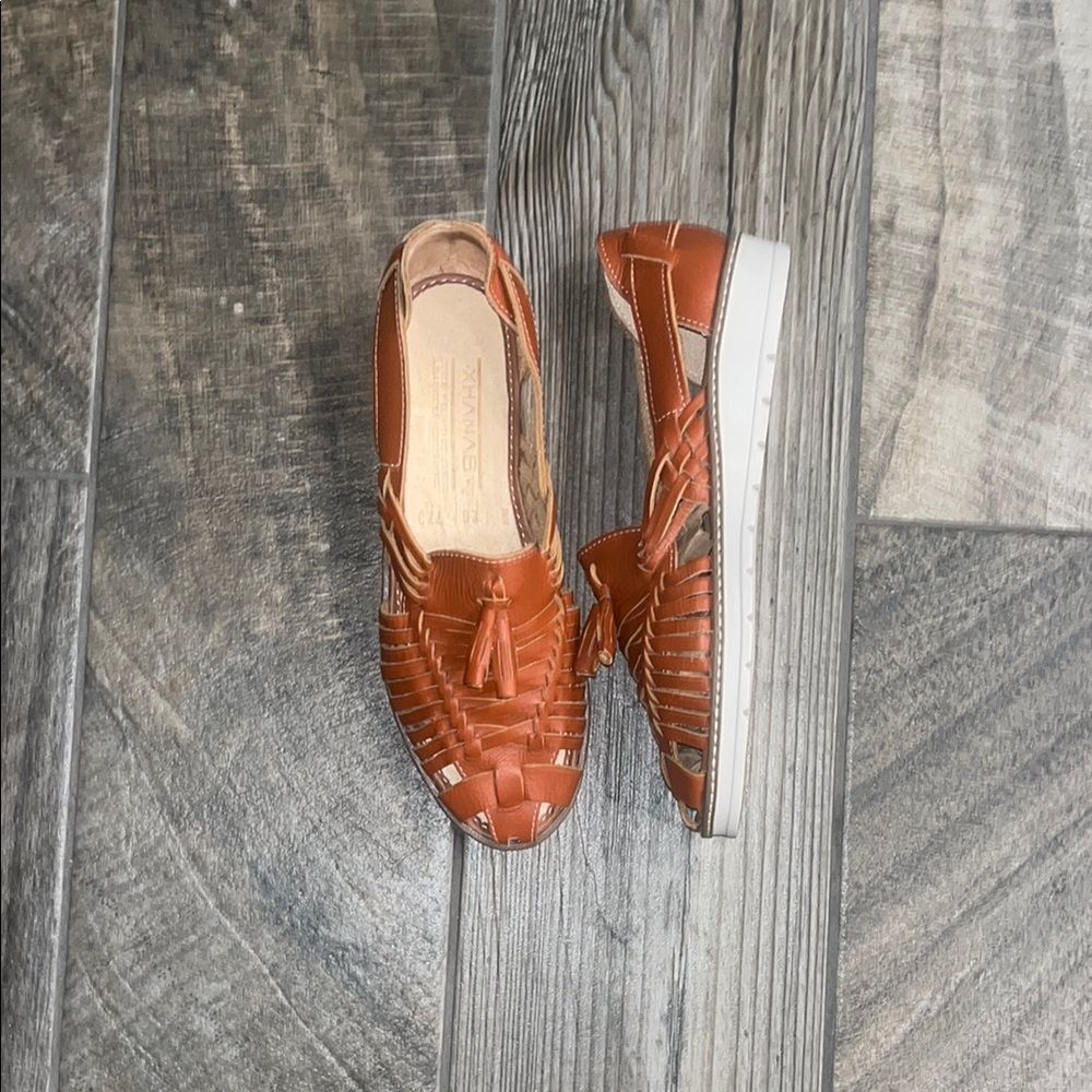 New XHANAB Brown Leather Moccasins with Woven Design